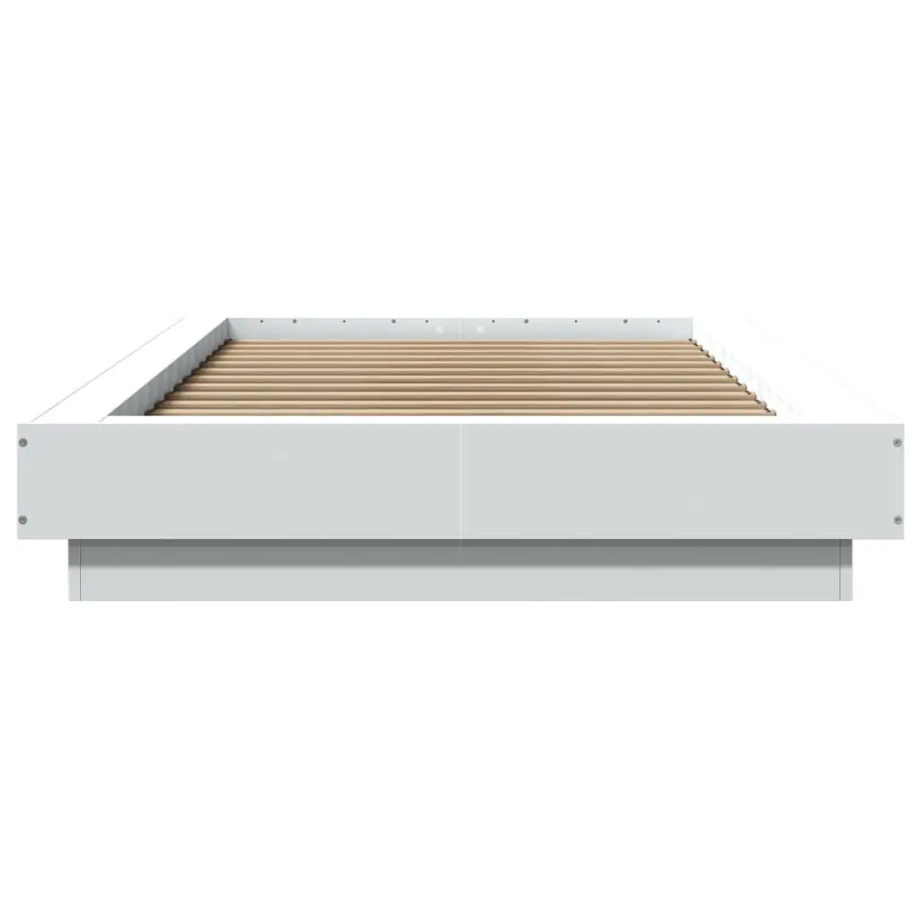 Bed Frame for Bedroom 90x190 cm with RGB LED Lights and Slatted Base White