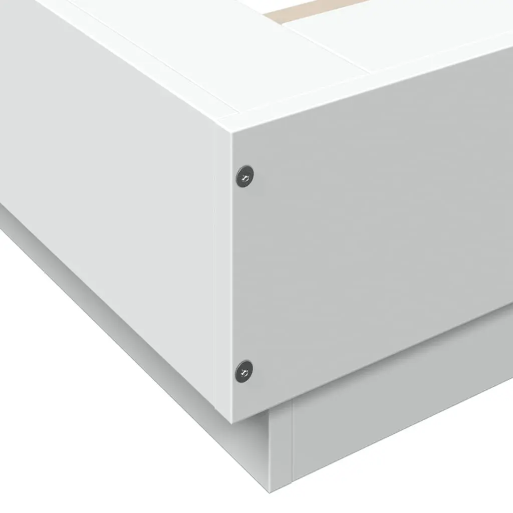 Bed Frame for Bedroom 90x190 cm with RGB LED Lights and Slatted Base White