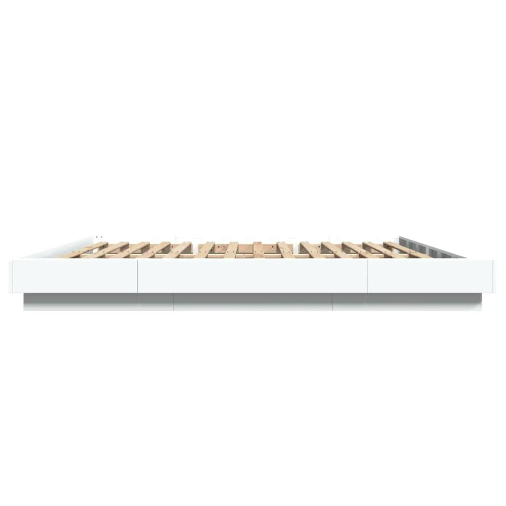 King Bed Frame 183x203cm White Modern Design Engineered Wood Slatted Base