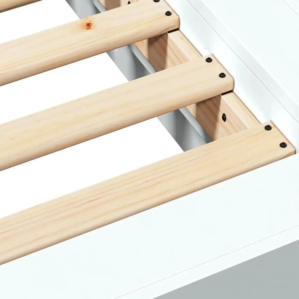 King Bed Frame 183x203cm White Modern Design Engineered Wood Slatted Base
