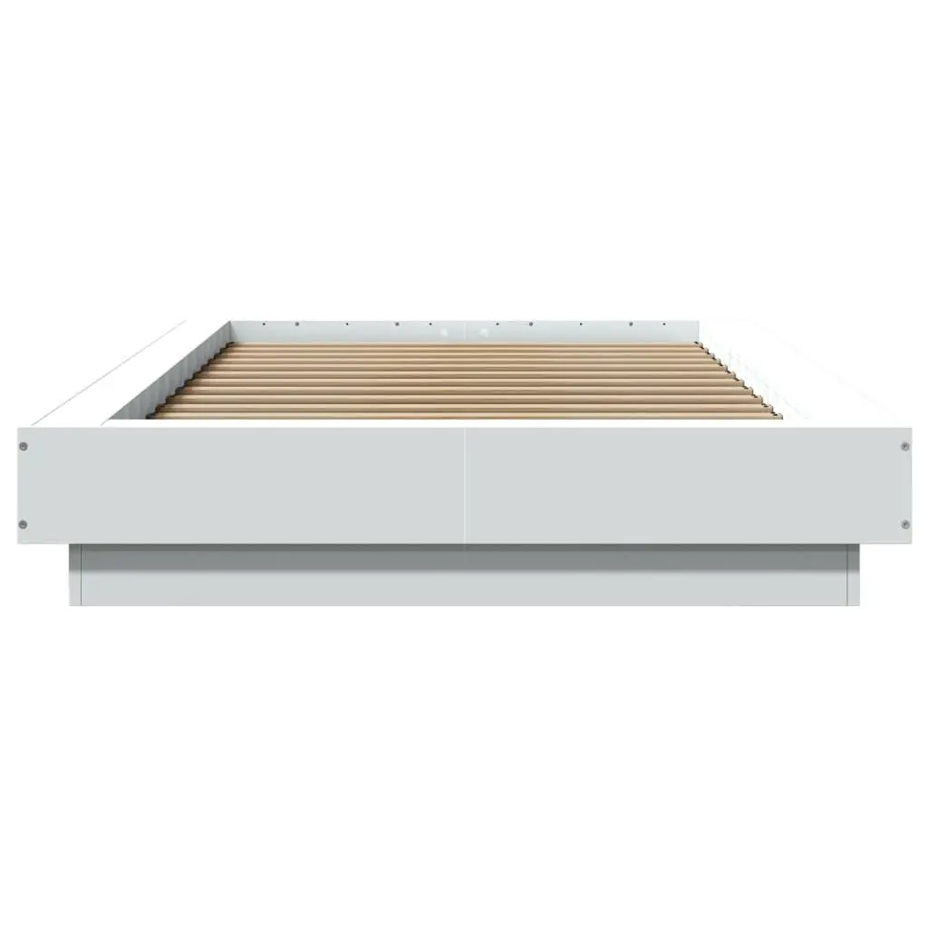 White Bed Frame 90x190 cm Modern Design Engineered Wood Slatted Base