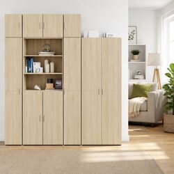 Slim Storage Cabinet Tall Engineered Wood Brown 30x42.5x225 cm Sideboards