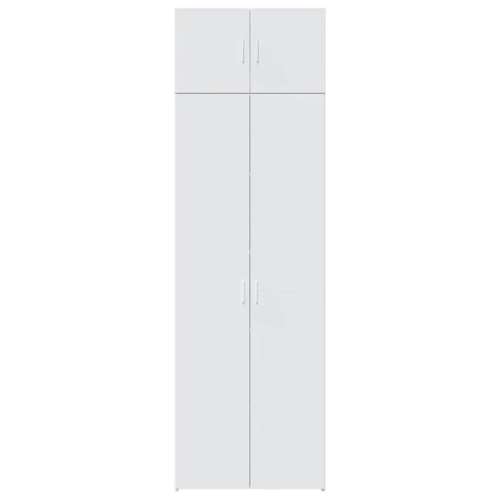 Tall White Engineered Wood Storage Cabinet