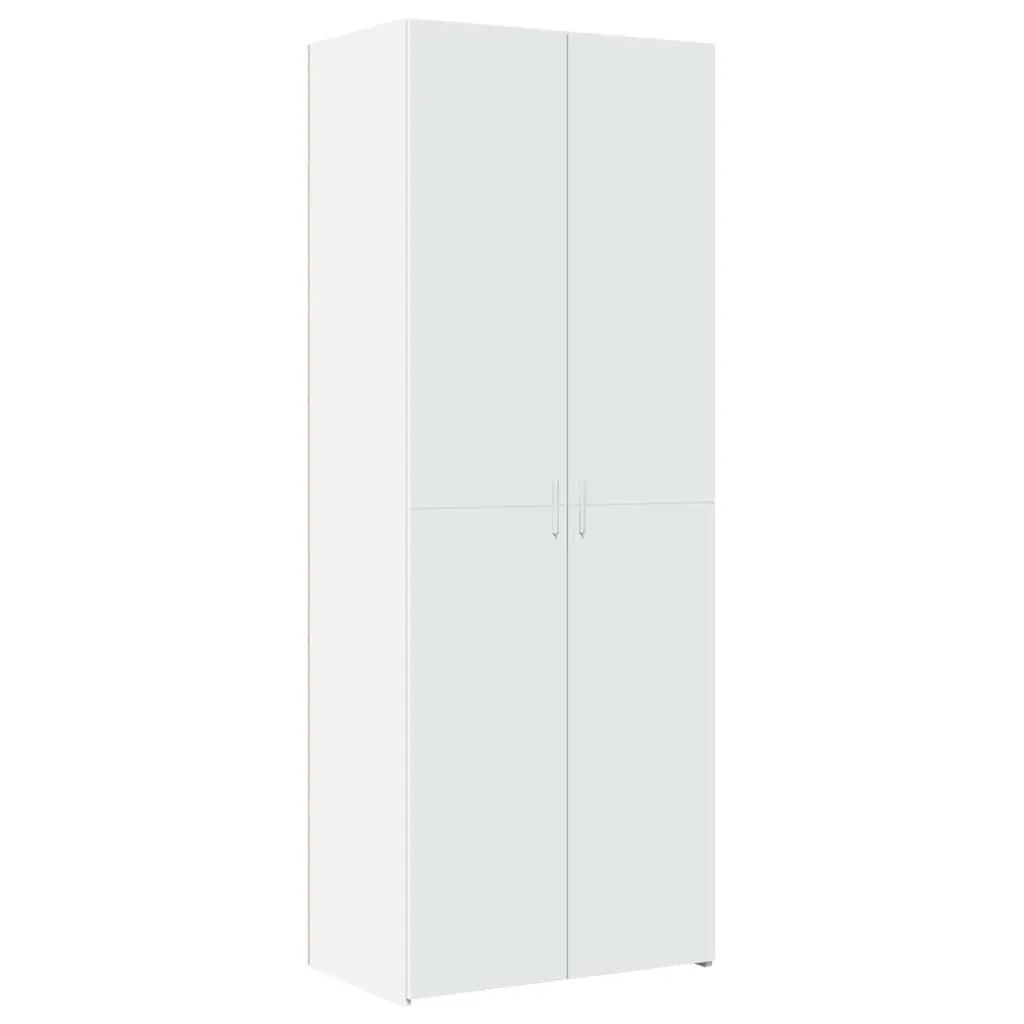 Tall White Engineered Wood Storage Cabinet