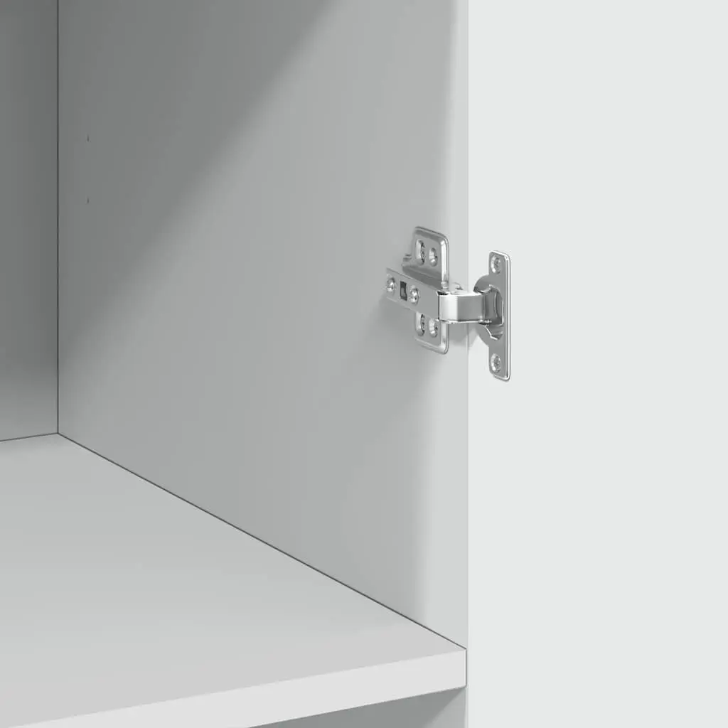 Tall White Engineered Wood Storage Cabinet