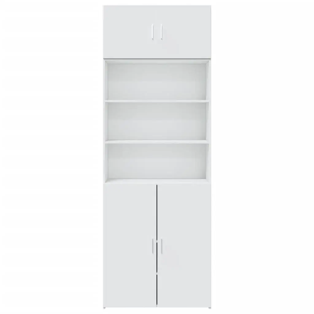 Storage Cabinet White Tall Engineered Wood Cupboard 80 x 42.5 x 225 cm