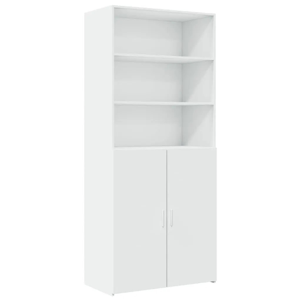 Storage Cabinet White Tall Engineered Wood Cupboard 80 x 42.5 x 225 cm