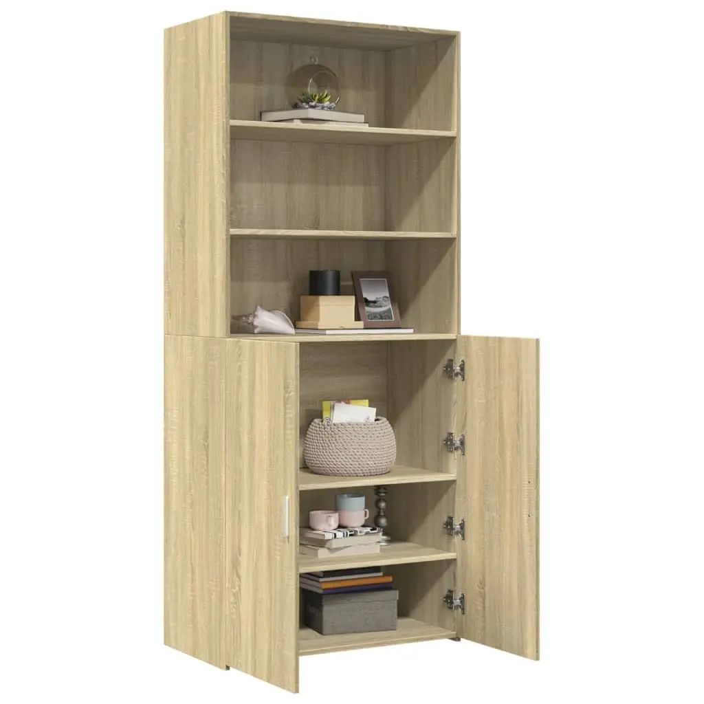 80x42.5x185cm Brown Engineered Wood Highboard Cabinet