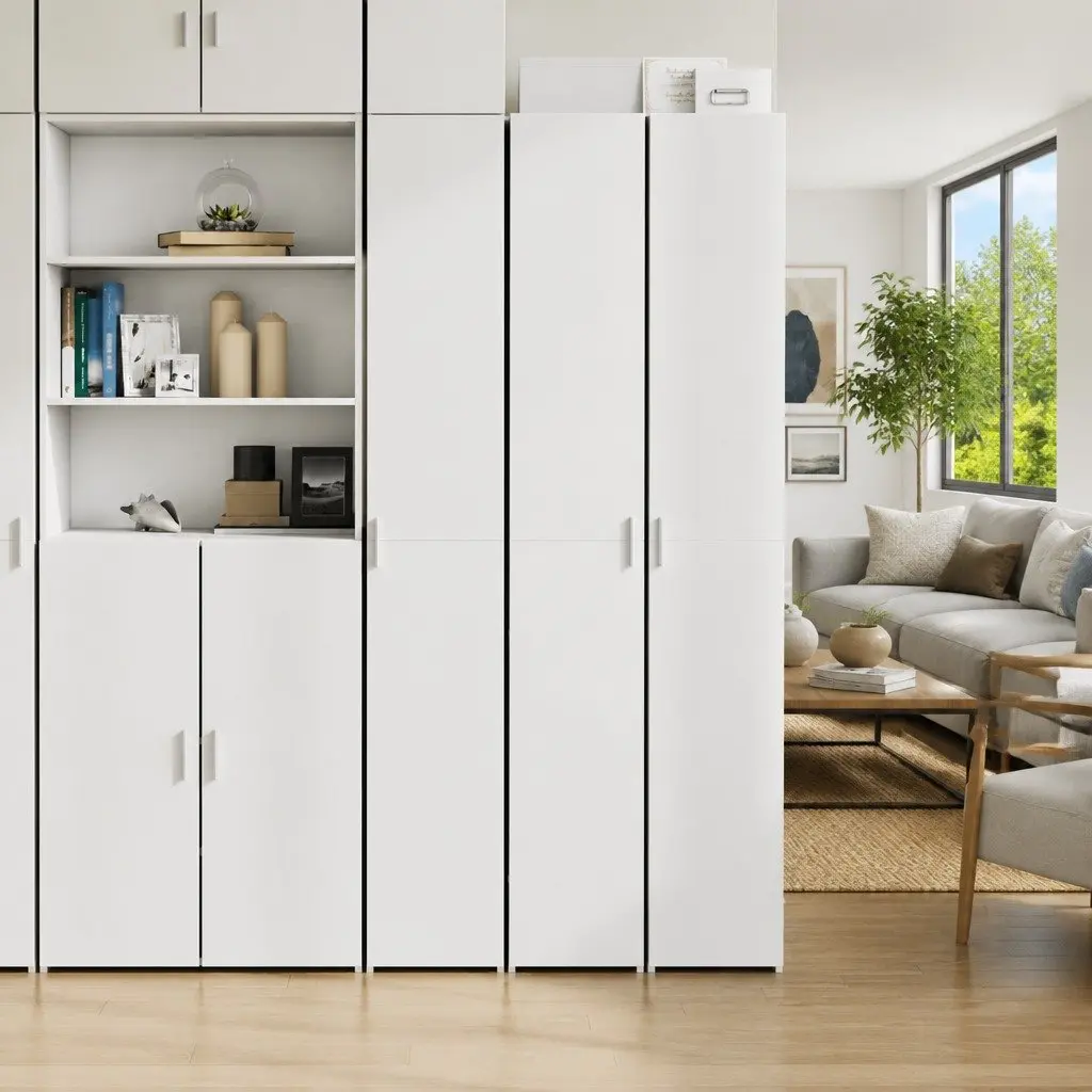 Highboard Storage Cabinet for Home 30x42.5x185cm Engineered Wood White Sideboard Shelves
