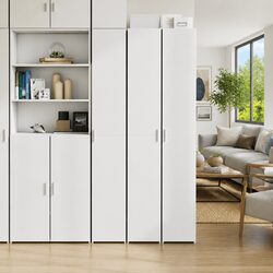 Highboard Cabinet Dimensions: 30x42.5x185cm White Engineered Wood