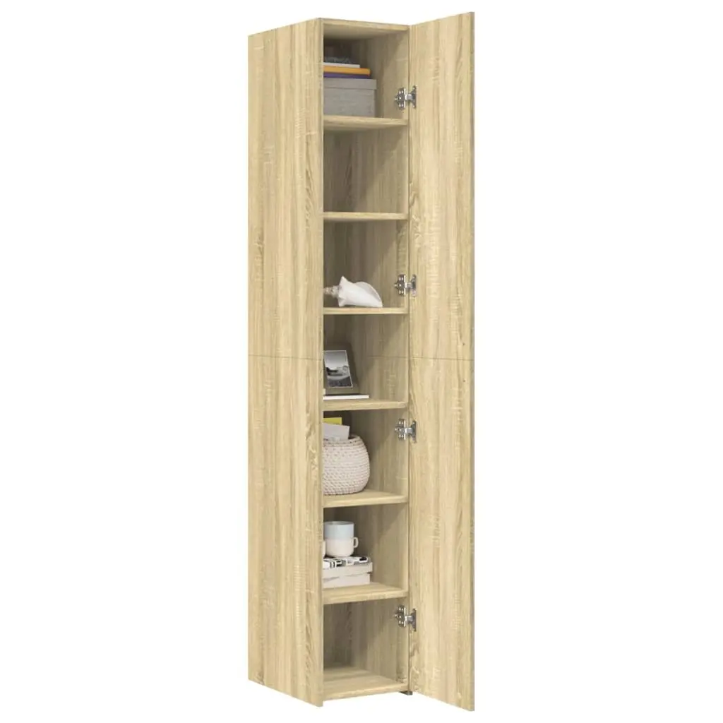 Highboard Storage Cabinet Brown Engineered Wood Sideboard Bedroom Living Room