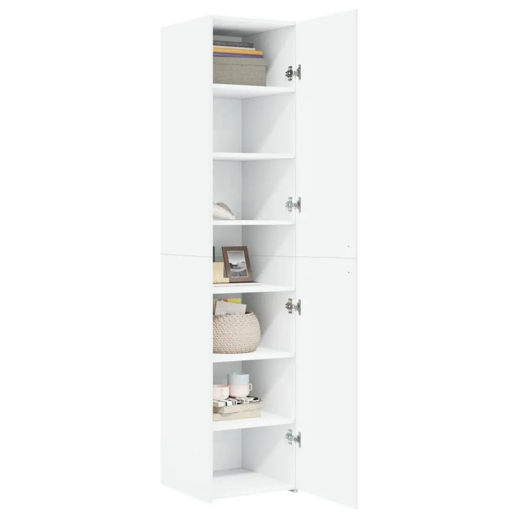 Highboard Storage Cabinet for Bedroom Living Room 40 x 42.5 x 185 cm Engineered Wood White
