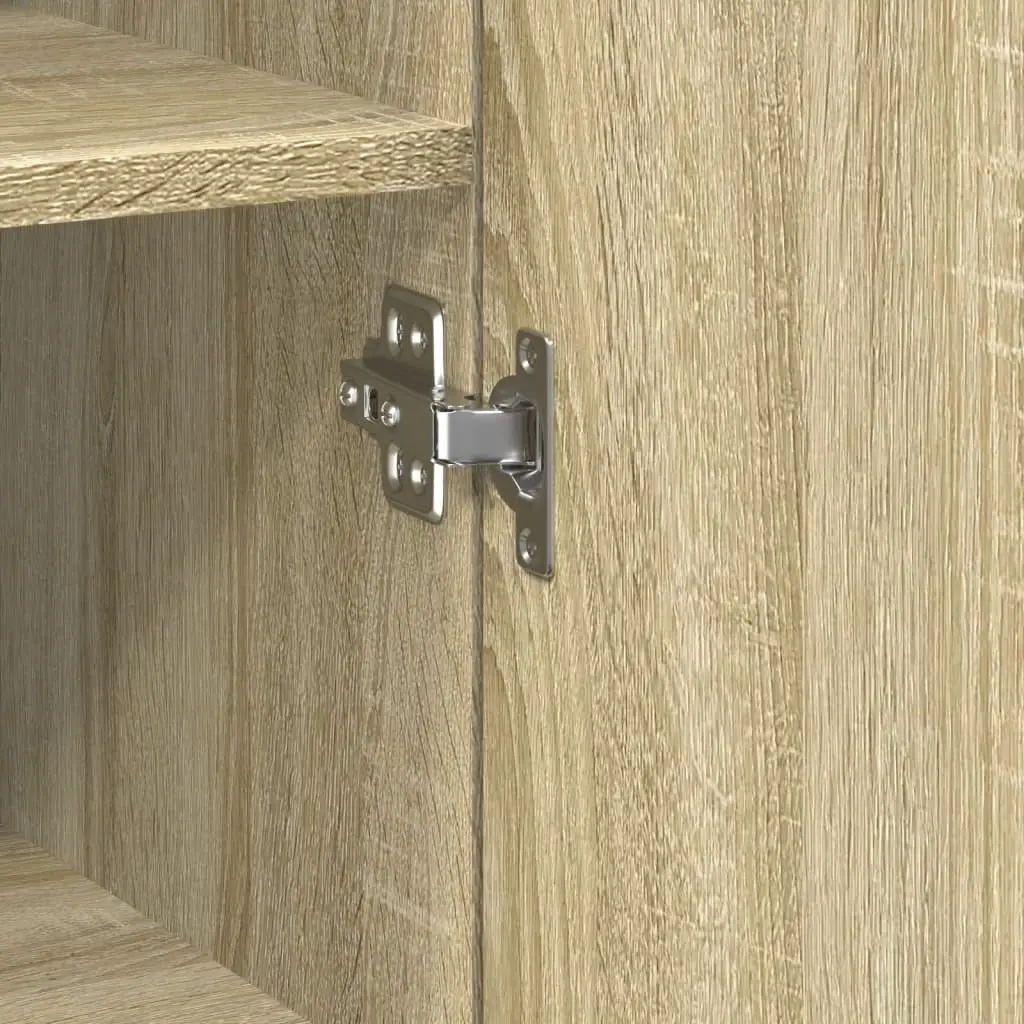 Highboard Storage Cabinet Brown Engineered Wood Sideboard Bedroom Living Room