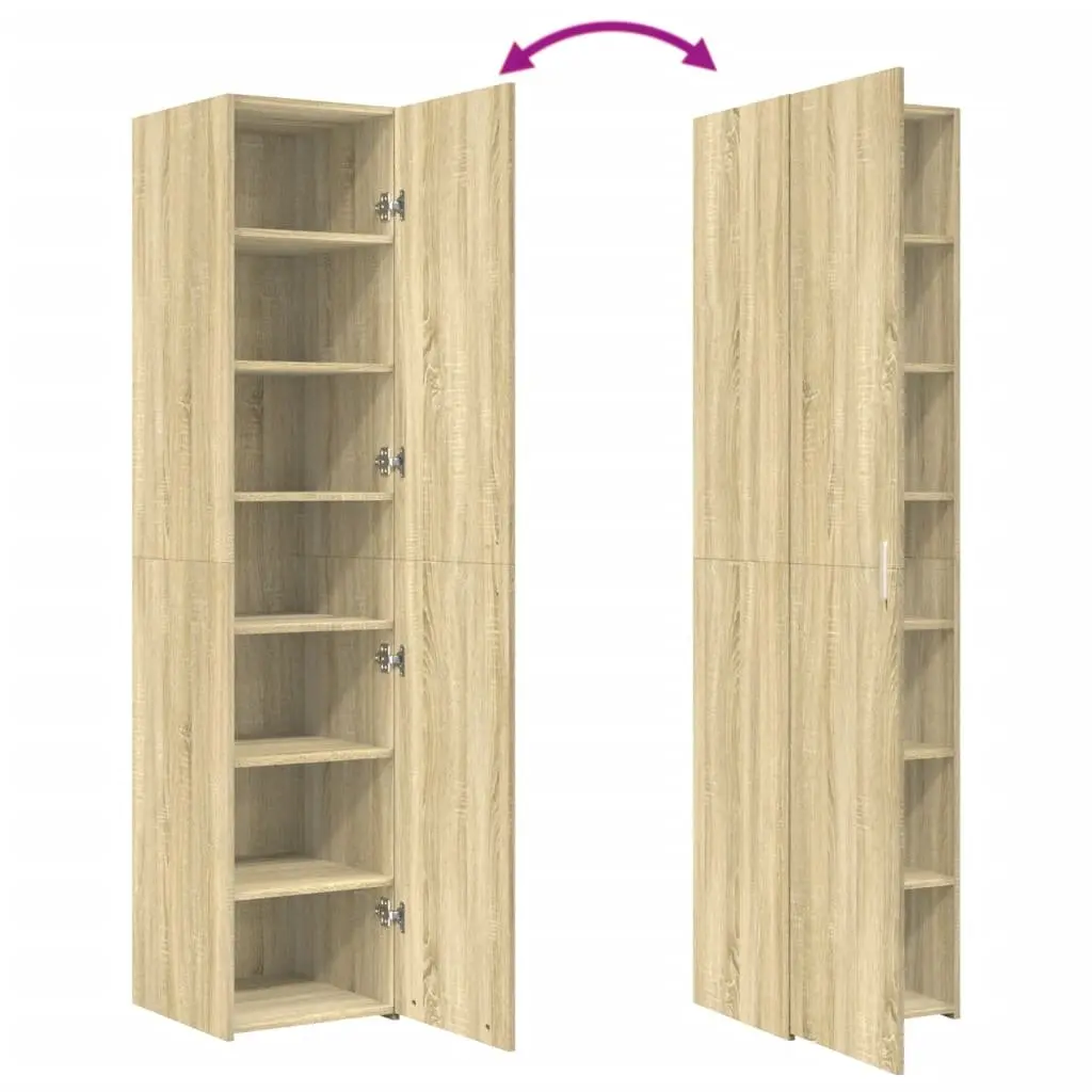 Highboard Storage Cabinet Brown Engineered Wood Sideboard Bedroom Living Room