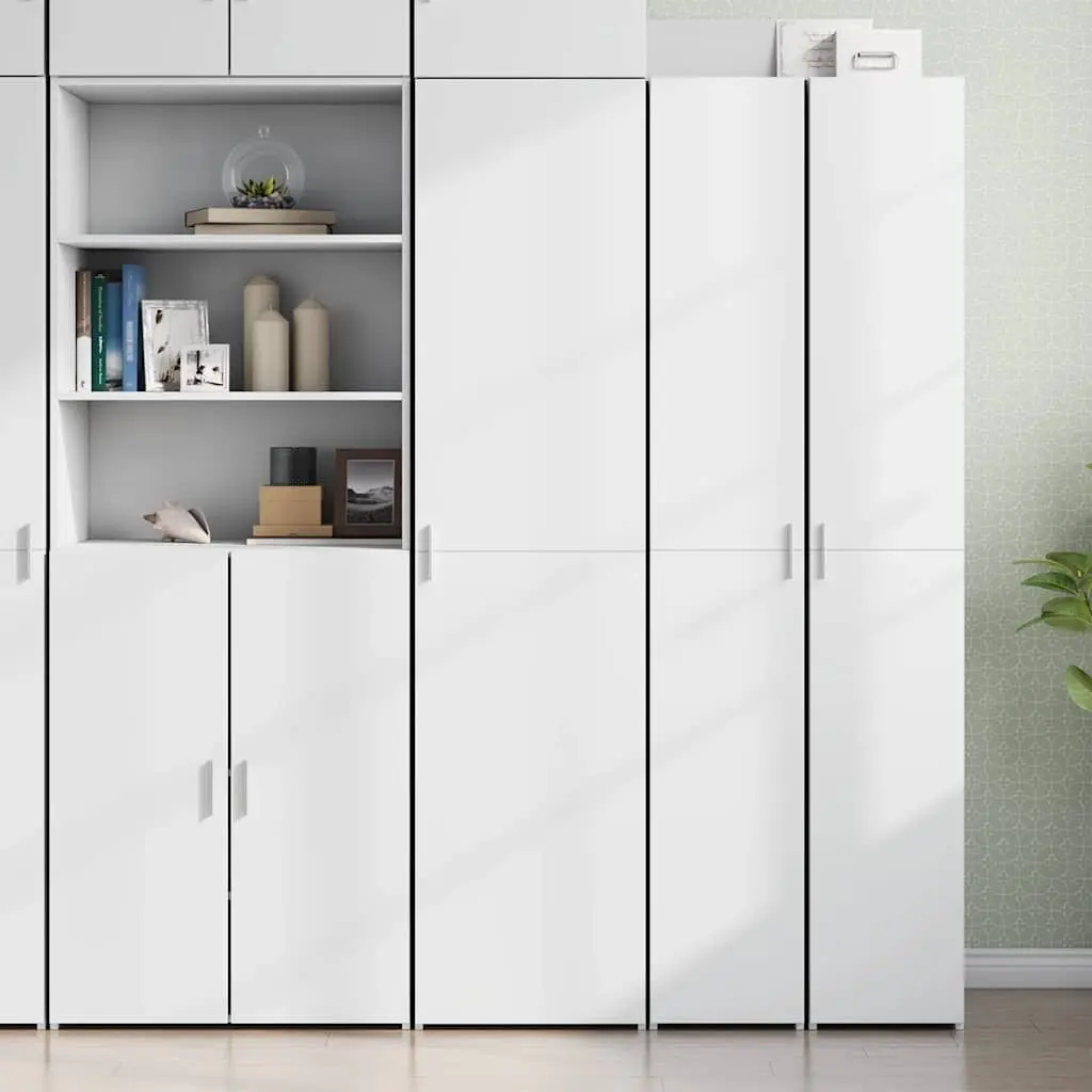 White Highboard Storage Cabinet 45x42.5x185cm Engineered Wood Sideboard Bedroom