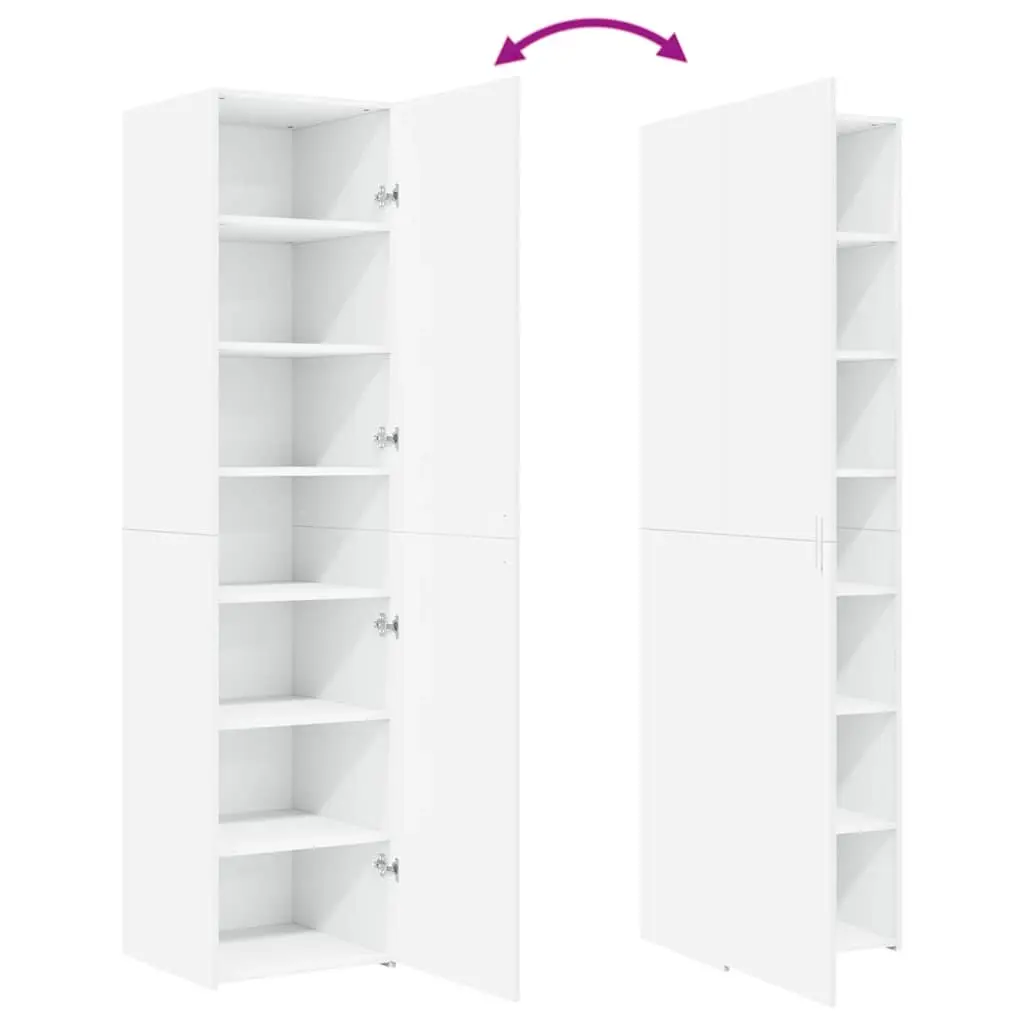 White Highboard Storage Cabinet 45x42.5x185cm Engineered Wood Sideboard Bedroom