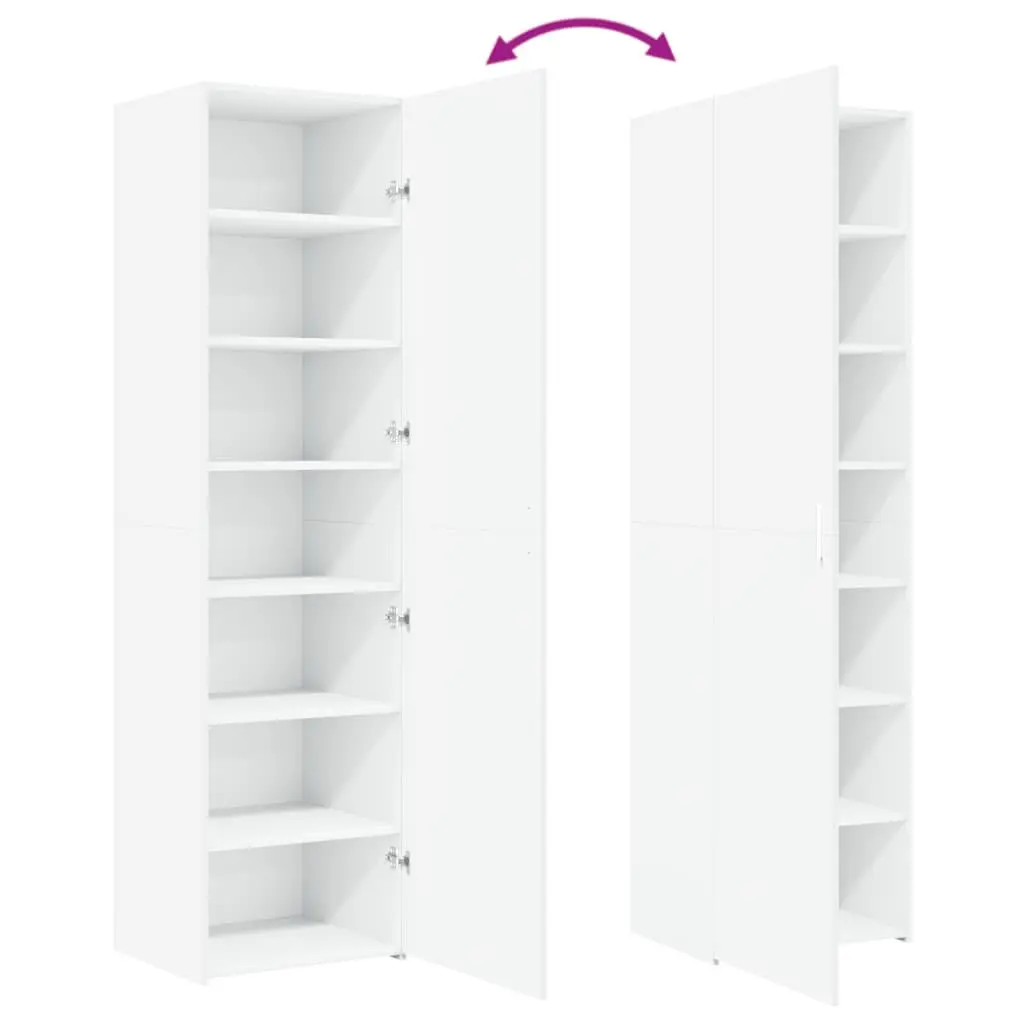 White Highboard Storage Cabinet for Living Room Bedroom Hallway 50x42.5x185cm Engineered Wood