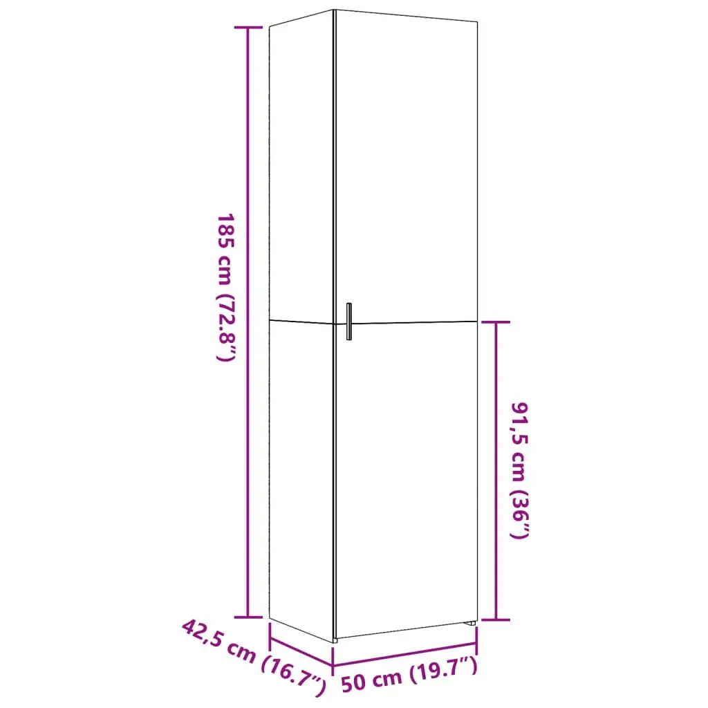 White Highboard Storage Cabinet for Living Room Bedroom Hallway 50x42.5x185cm Engineered Wood
