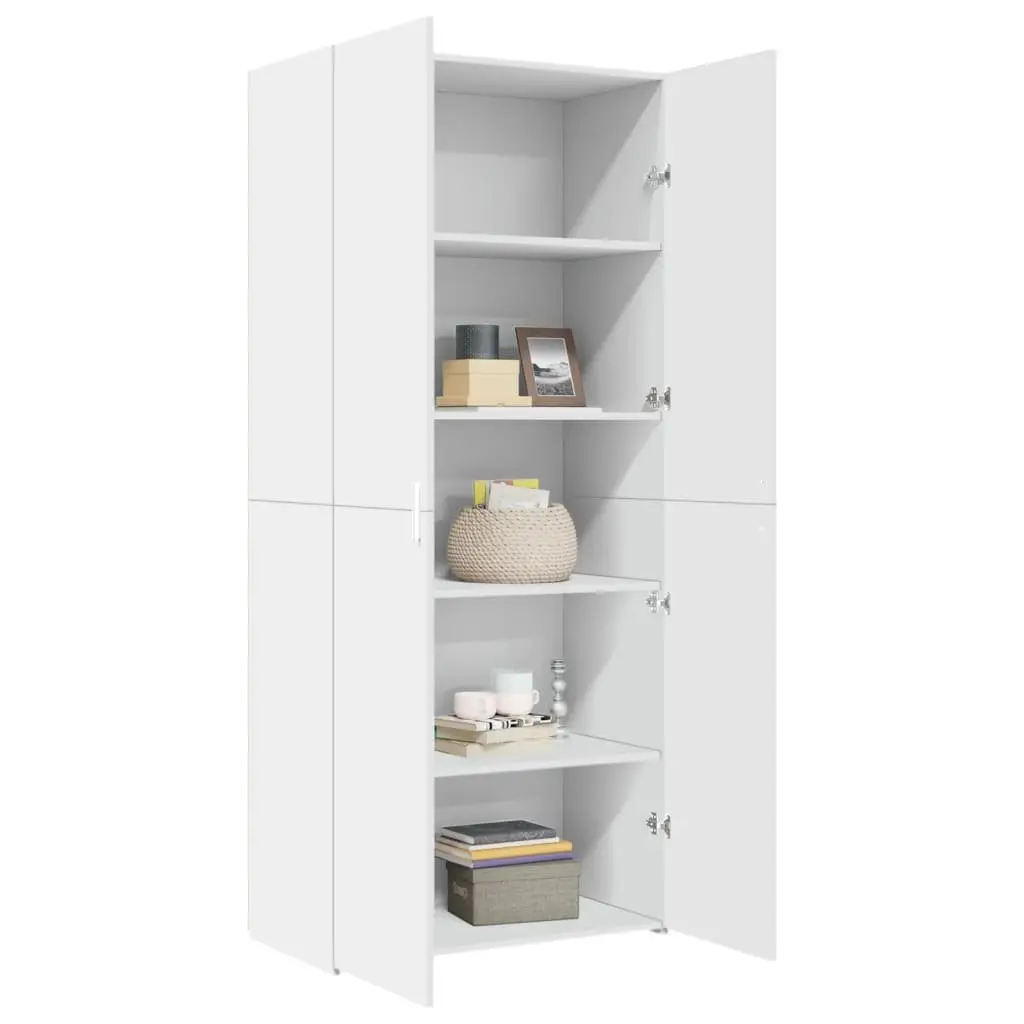 Highboard Storage Cabinet for Bedroom Living Room White Engineered Wood