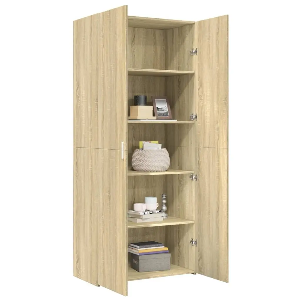 Highboard Storage Cabinet Brown Engineered Wood Living Room Bedroom 80 x 42.5 x 185 cm