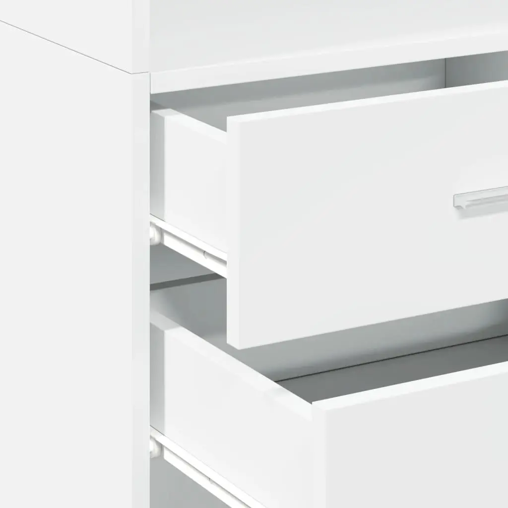 Highboard Storage Cabinet White Modern Sideboard Cupboard Engineered Wood