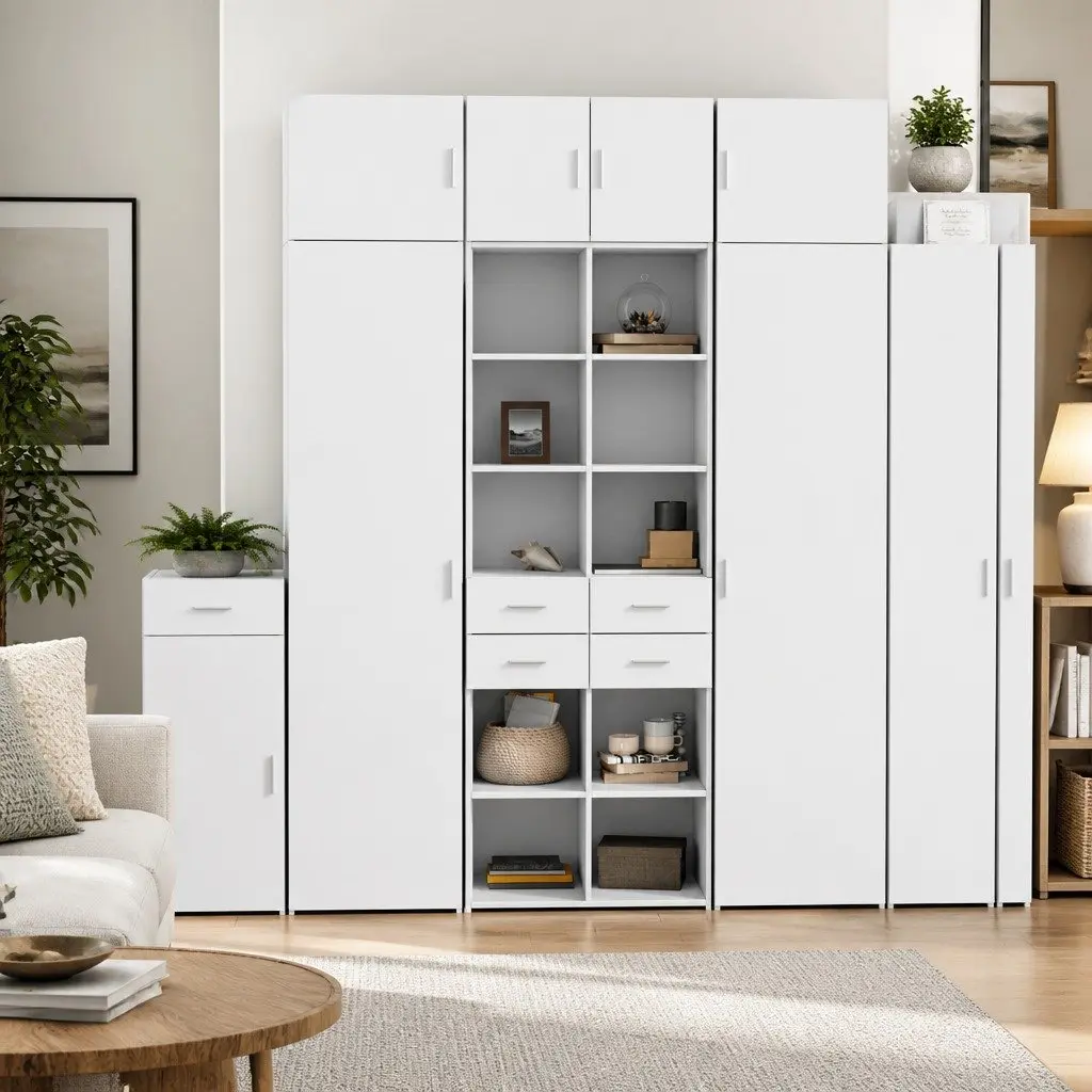 Highboard Storage Cabinet for Home 70x42.5x185 cm White Engineered Wood