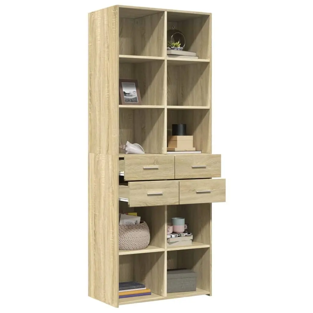 Highboard Storage Cabinet for Home 70x42.5x185cm Brown Engineered Wood Modern