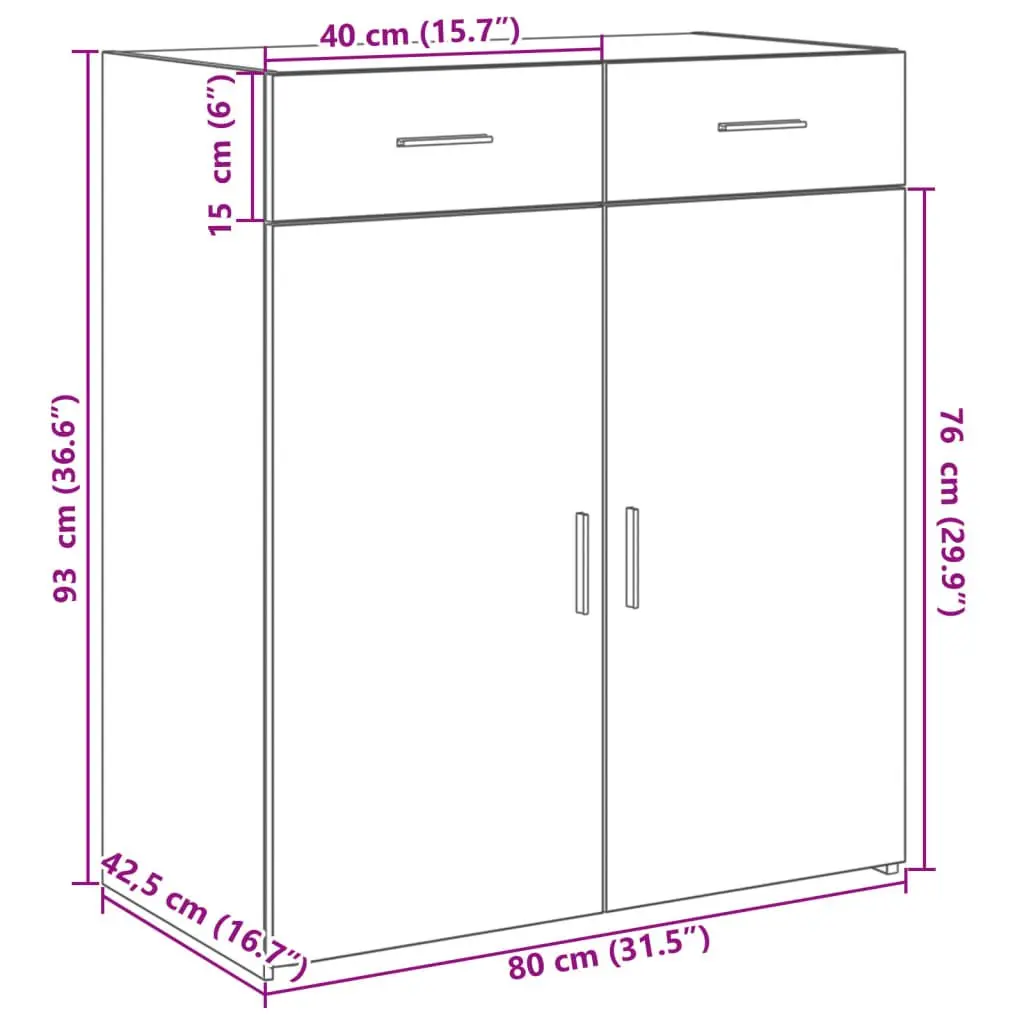 White Sideboard Cabinet for Home 80x42.5x93cm
