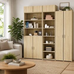 Highboard Storage Cabinet 50x41x185 cm Brown Engineered Wood Sideboard Buffet