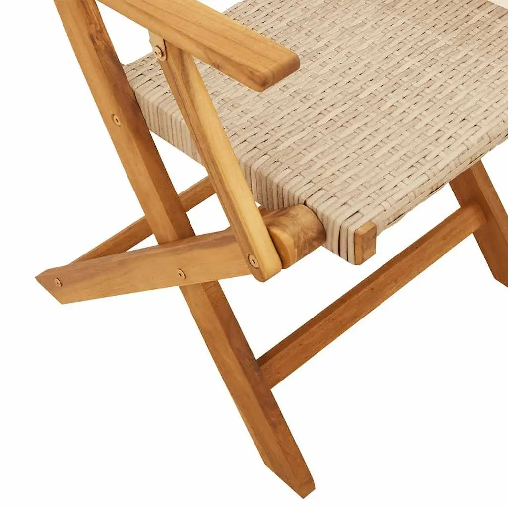 7 Piece Outdoor Garden Dining Set Patio Furniture Acacia Wood Poly Rattan Beige
