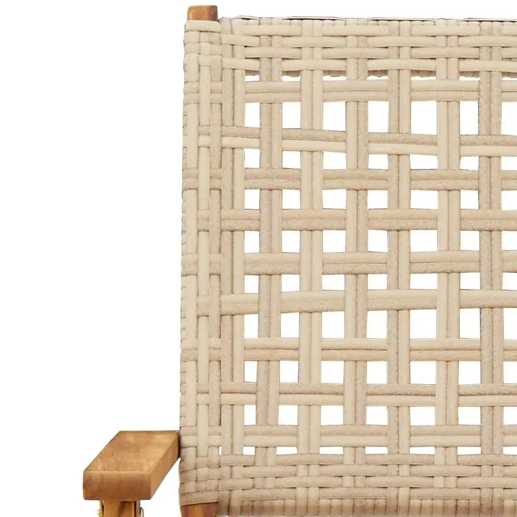 7 Piece Outdoor Garden Dining Set Patio Furniture Acacia Wood Poly Rattan Beige