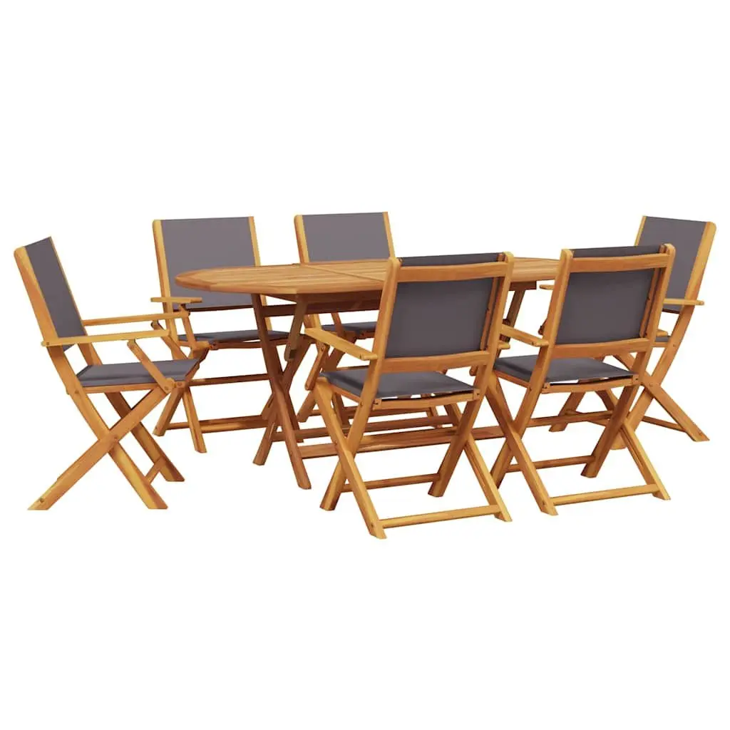 Outdoor Furniture Set 7 Piece Foldable Garden Dining Acacia Wood Anthracite