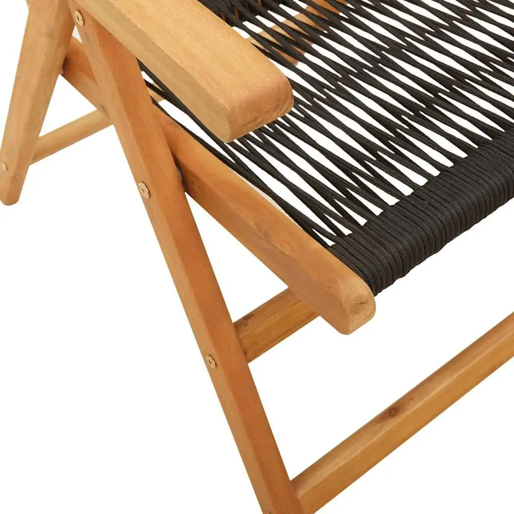 Garden Dining Set 7 Piece Outdoor Furniture Black PE Rattan Solid Wood Patio