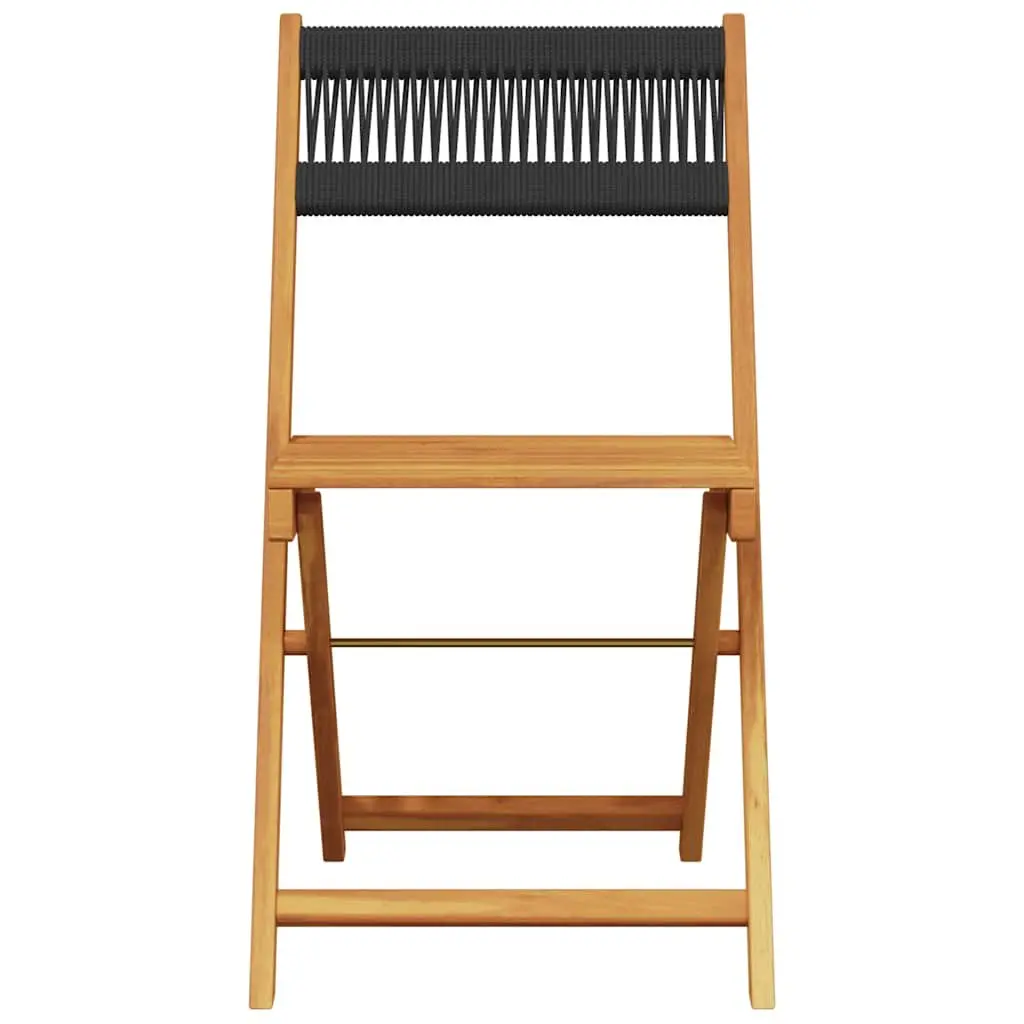 3 Piece Outdoor Bistro Set Foldable Garden Patio Furniture Black Wood Chairs