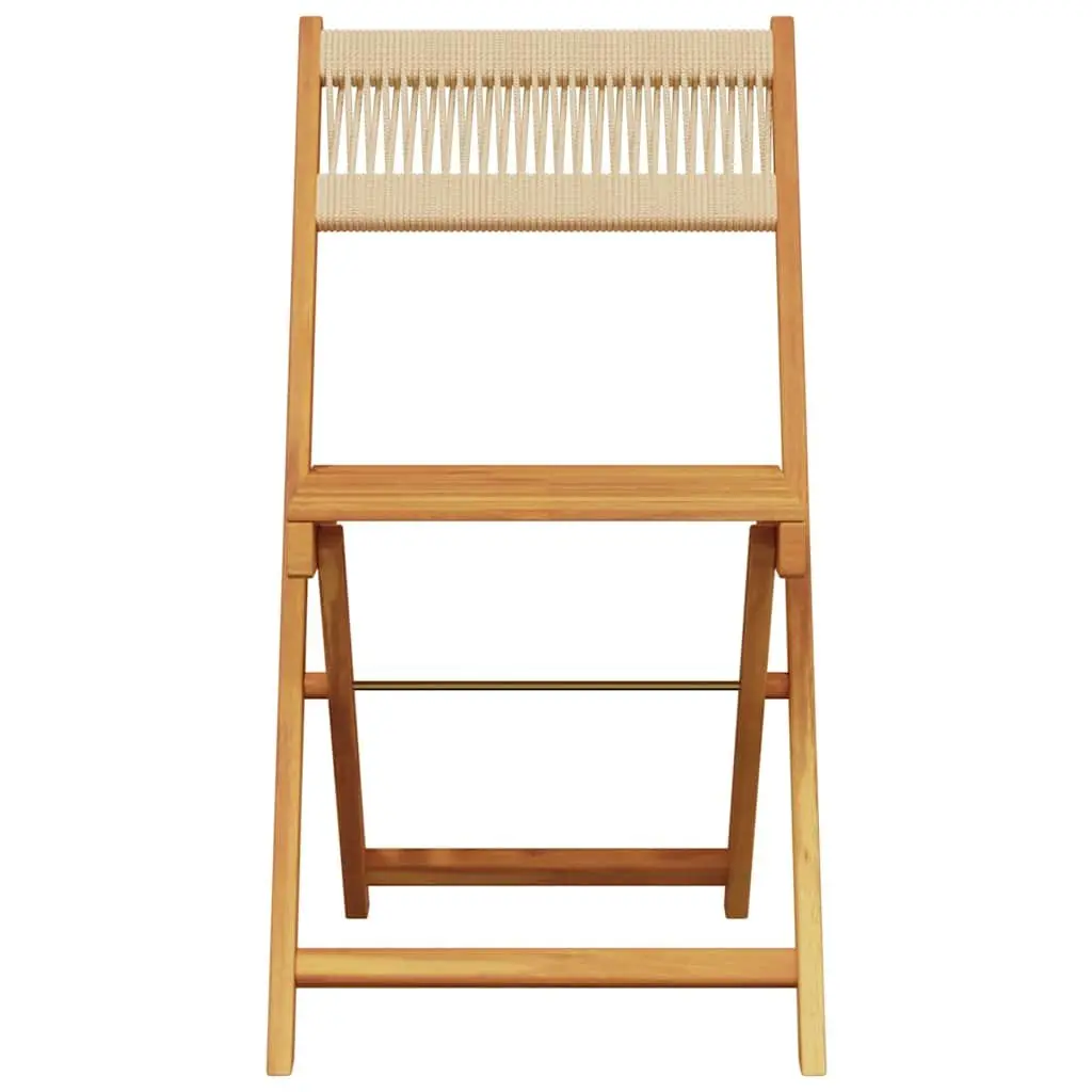 Bistro Set Outdoor Garden Furniture 3 Piece Beige Foldable Table Chairs