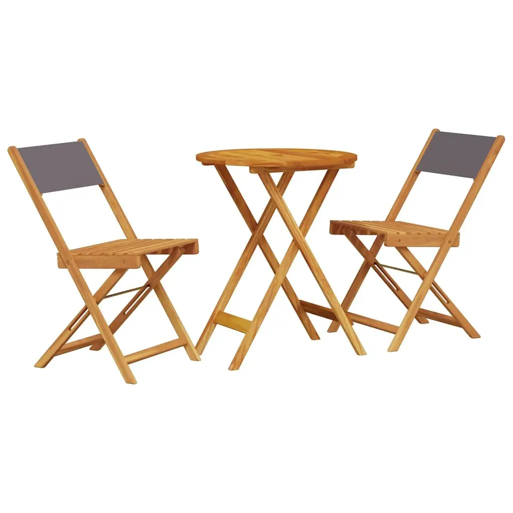 3 Piece Bistro Set Anthracite Outdoor Garden Patio Furniture Solid Wood Foldable