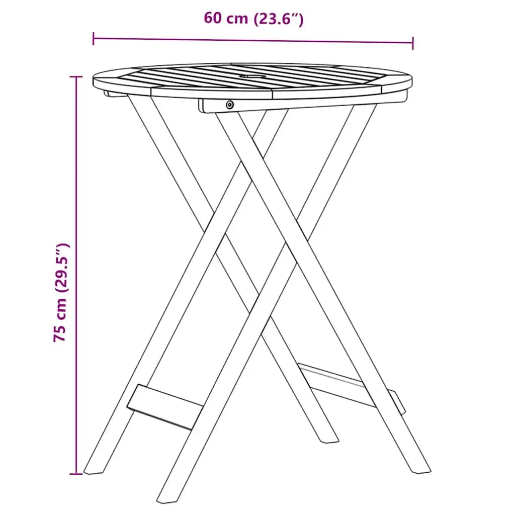 3 Piece Bistro Set Anthracite Outdoor Garden Patio Furniture Solid Wood Foldable