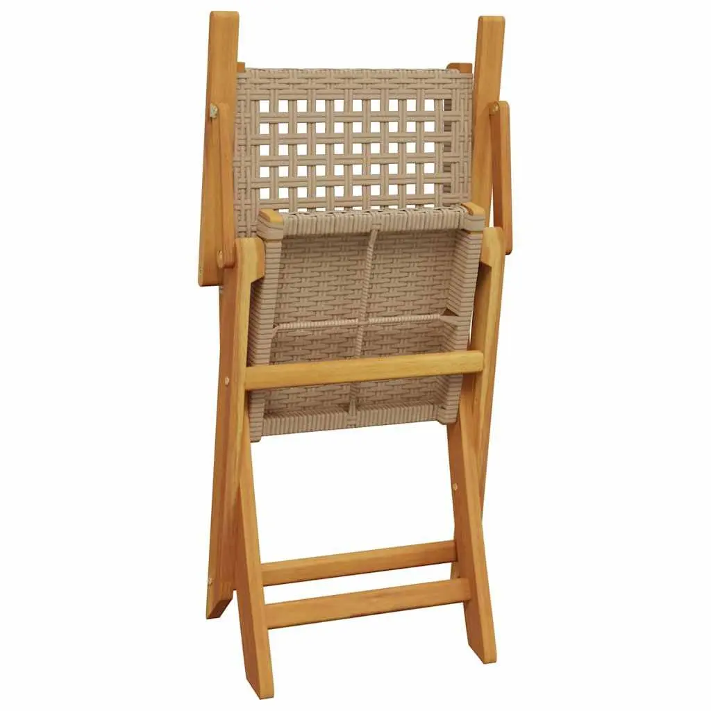 Bistro Set Outdoor Garden Furniture 3 Piece Beige Foldable Table Chairs