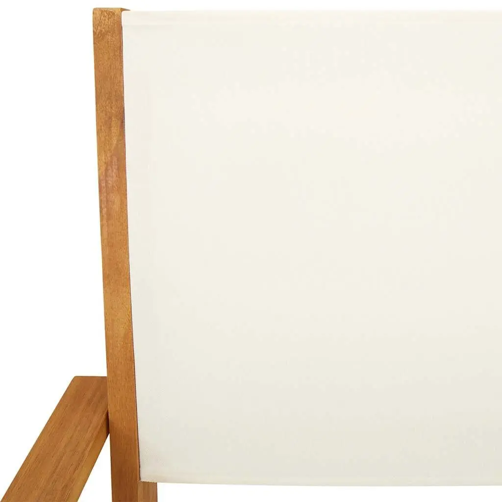 3 Piece Outdoor Bistro Set White Cream Fabric Solid Wood Garden Patio Furniture