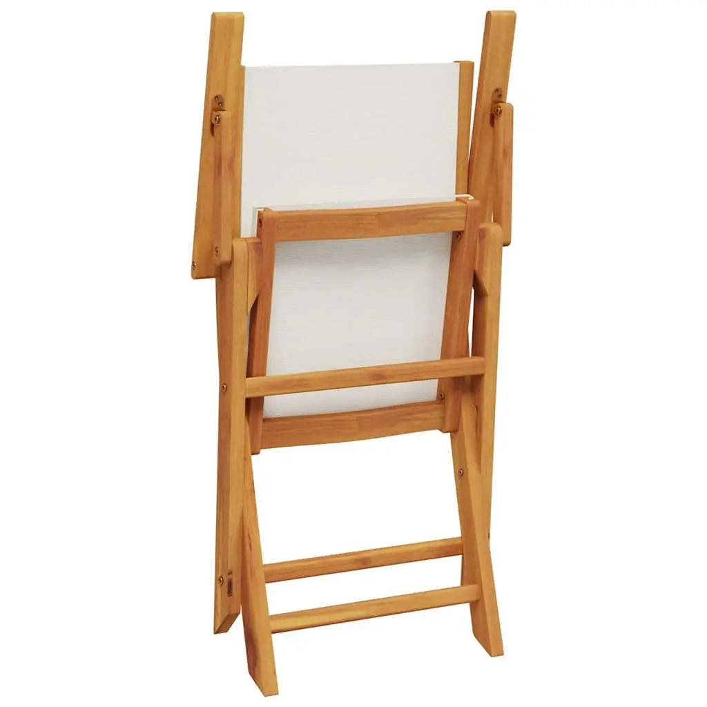 3 Piece Outdoor Bistro Set White Cream Fabric Solid Wood Garden Patio Furniture