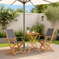 3 Piece Foldable Bistro Set with Acacia Wood Frame