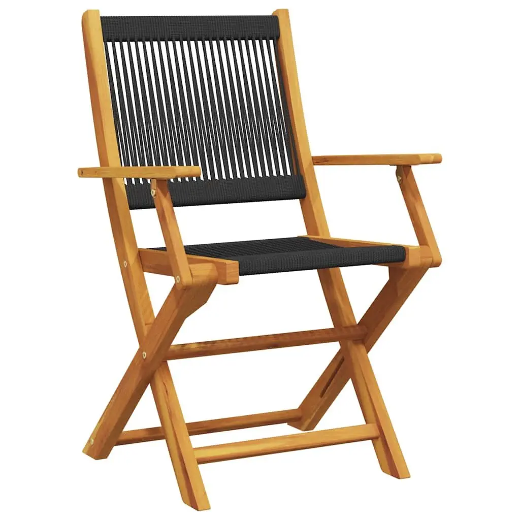 Bistro Set 3 Piece Outdoor Furniture Black Folding Garden Patio Dining Chairs