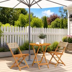 3-Piece Bistro Set - Beige Foldable Garden Furniture