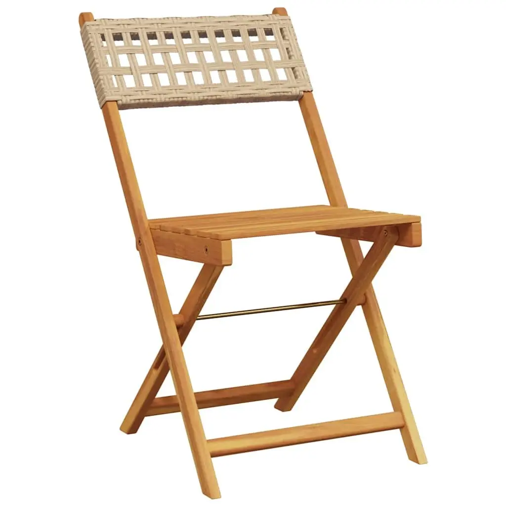 Outdoor Bistro Set Garden Furniture 3 Piece Foldable Table Chairs Beige