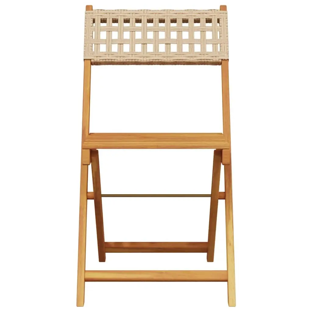 Outdoor Bistro Set Garden Furniture 3 Piece Foldable Table Chairs Beige