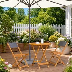 3 Piece Foldable Bistro Set: Acacia Wood Furniture