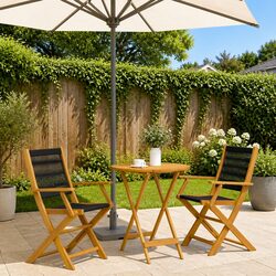 3 Piece Bistro Set Black Outdoor Garden Furniture Folding Table Chairs Balcony