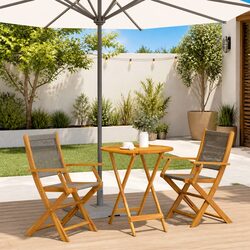 3 Piece Grey Bistro Set: Solid Acacia Wood