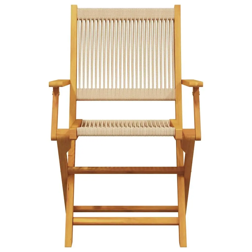 Beige Outdoor Bistro Set 3 Piece Foldable Furniture for Garden Balcony