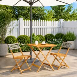 Grey Outdoor Bistro Set - 3 Piece Garden Furniture Set
